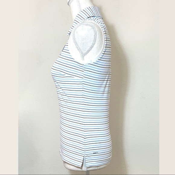 NEW Size XS Adidas National Asian Golf Association Sleeveless Striped Polo Shirt - Picture 4 of 11